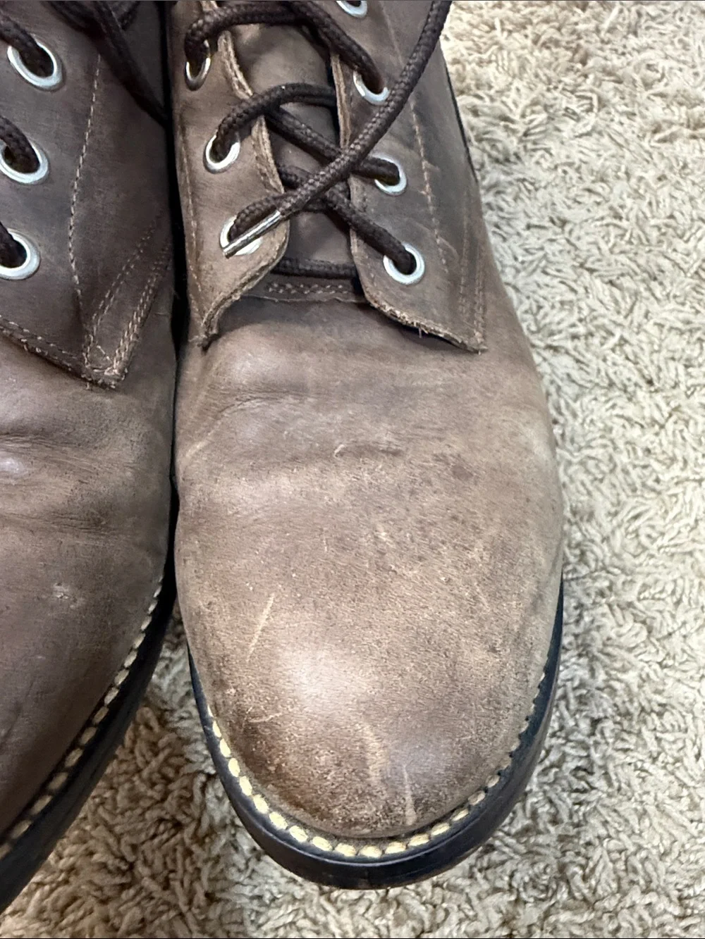 Justin Boots Women McKean Brown Leather Classic Lace Up Design Booties Size 8